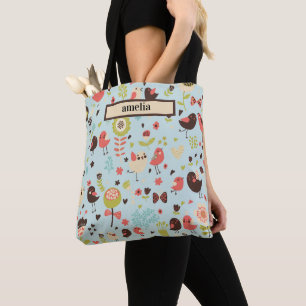 Tote Bag Inséparables et fleurs lunaires