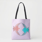 Tote Bag Inséparables roses et bleus mignons (Devant)
