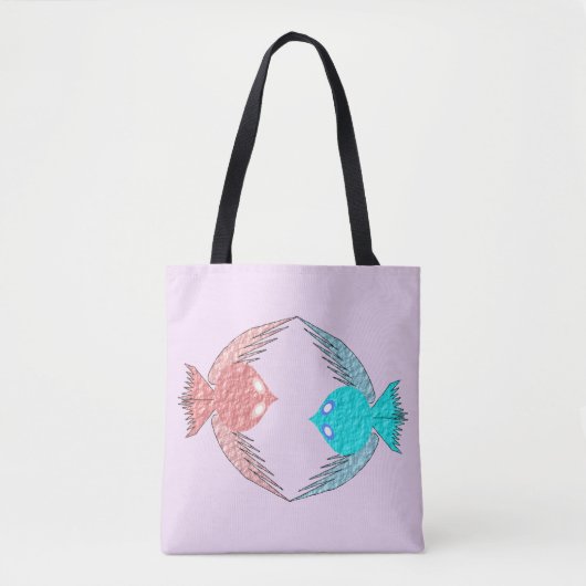 Tote Bag Inséparables roses et bleus mignons (Devant)