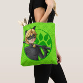 Tote Bag Insigne vert Cat Noir (De près)