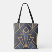 Tote Bag Inspiration Art Déco en bleu et or (Dos)