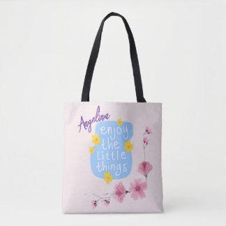 Tote Bag Inspiration mignon simple Citation Floral Canvas