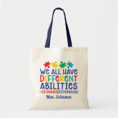 Tote Bag Inspirational Autism Teacher Personalized (Devant)