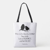 Tote Bag Inspirational Bible Verse Psaume 118:24 Oiseaux (Dos)