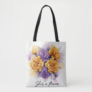 Tote Bag Inspirer les oeillets, "Elle est pionnier" Floral 