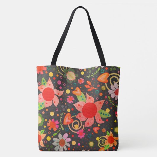 Tote Bag Inspirivée boho florale initiale rétro (Dos)