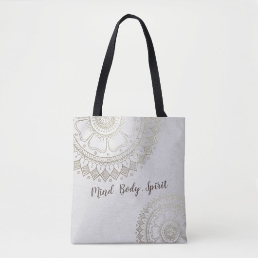 Tote Bag Instructeur de méditation Yoga Gold Mandala Fleurs (Devant)