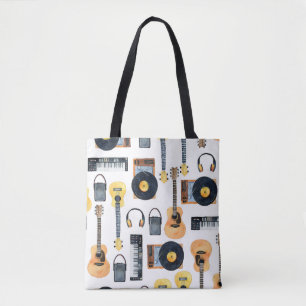 Tote Bag Instruments de musique : aquarelle transparente