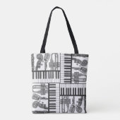 Tote Bag Instruments de musique de jazz Fourre-tout noir et (Dos)