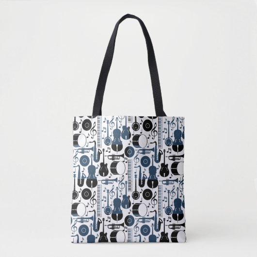 Tote Bag Instruments de musique motif design 2 tons (Devant)