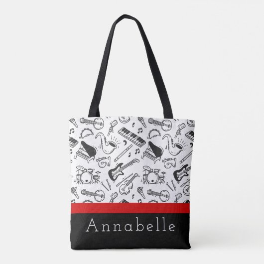 Tote Bag Instruments noirs et blancs (Dos)