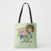 Tote Bag Insupportable douce fille et ours en peluche (Devant)
