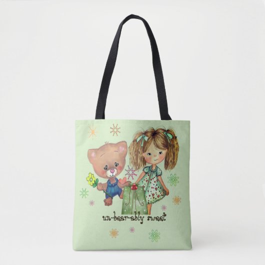 Tote Bag Insupportable douce fille et ours en peluche (Devant)