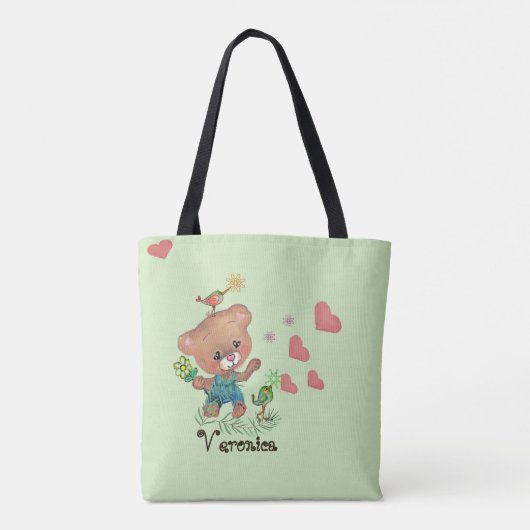 Tote Bag Insupportable douce fille et ours en peluche (Dos)