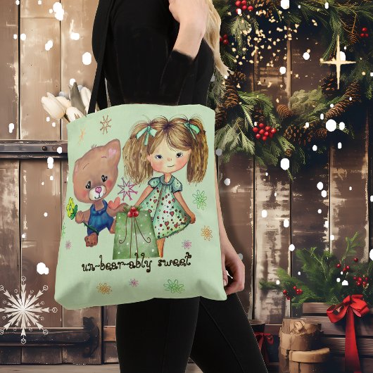 Tote Bag Insupportable douce fille et ours en peluche