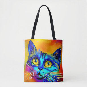 Tote Bag Intelligence artificielle visage animal chat