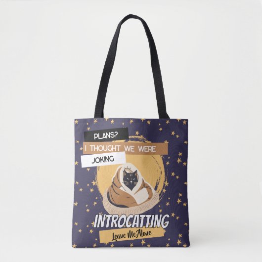 Tote Bag Introcatting Introvert Kitty Vibes Drôle Chat (Devant)