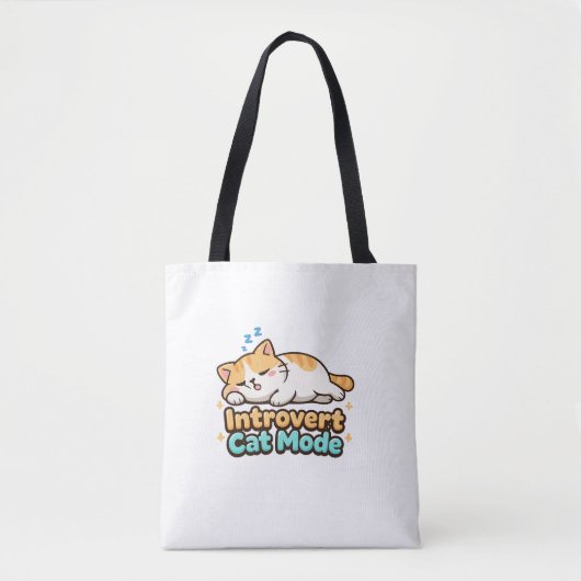 Tote Bag Introvert Cat Mode Funny  (Devant)