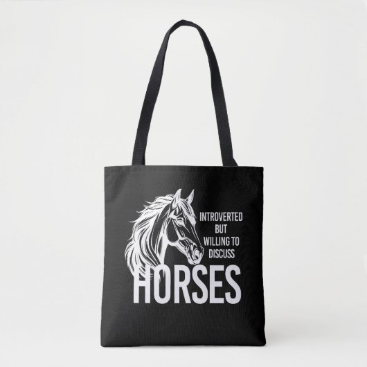 Tote Bag Introverted mais disposé à discuter de chevaux drô (Devant)