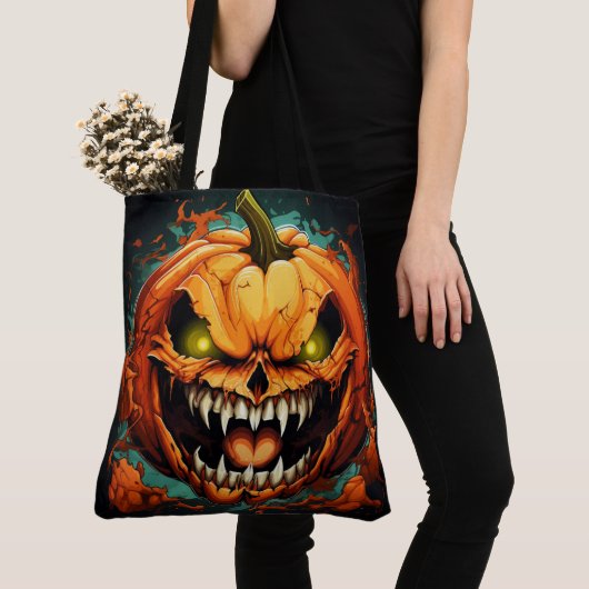 Tote Bag Invasion of the Furious Pumpkins (De près)