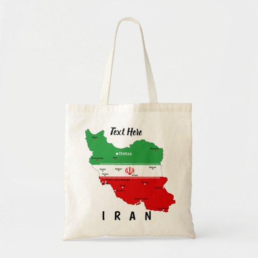Tote Bag Iran Map with Flag and Emblem (Devant)