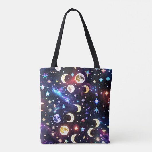 Tote Bag Iridescent Moonstone Opal Lunar Phases (Dos)