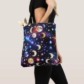 Tote Bag Iridescent Moonstone Opal Lunar Phases (De près)