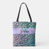 Tote Bag Iridescente Foil arc-en-ciel Leopard pourpre (Dos)
