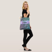 Tote Bag Iridescente Foil arc-en-ciel Leopard pourpre (Sur le modèle)