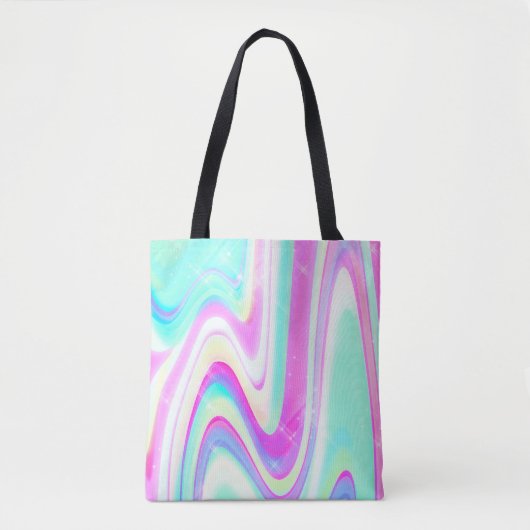 Tote Bag Iridescente Holographique Liquide Swirl (Devant)