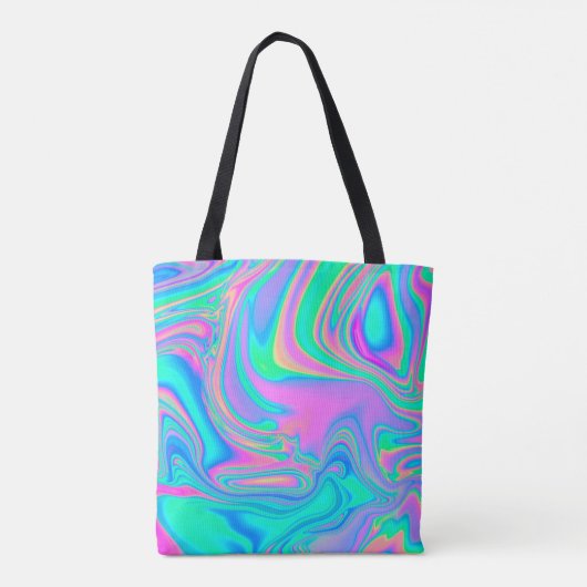 Tote Bag Iridescente marbrée texture holographique en dynam (Dos)