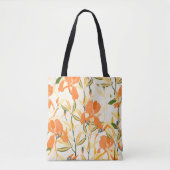 Tote Bag Iris orange : motif floral transparent (Devant)