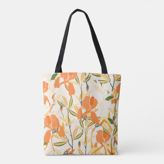 Tote Bag Iris orange : motif floral transparent (Dos)