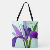 Tote Bag Iris violet sur la menthe, Floral personnalisé (Devant)