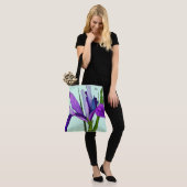 Tote Bag Iris violet sur la menthe, Floral personnalisé (Sur le modèle)