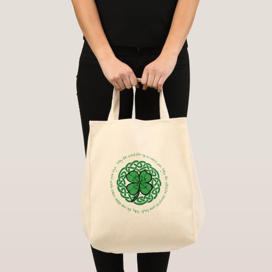 Tote Bag Irish Blessing Celtic Knot Leaf Clover Luck Versio (Devant (produit))