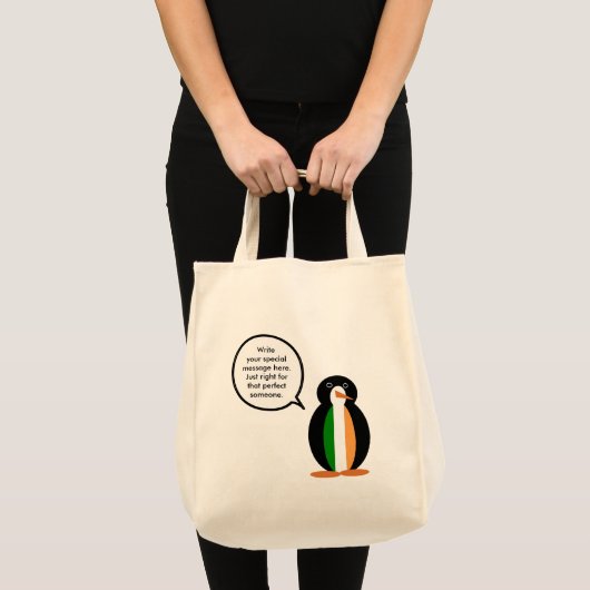 Tote Bag Irish Flag Talking Ms. Penguin  (Devant (produit))