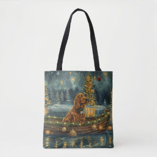 Tote Bag Irish Red Setter Christmas Festive Voyage