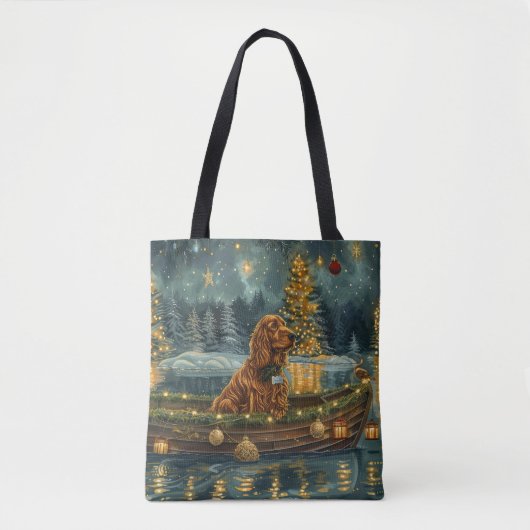 Tote Bag Irish Red Setter Christmas Festive Voyage (Devant)