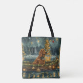 Tote Bag Irish Red Setter Christmas Festive Voyage (Dos)