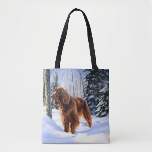 Tote Bag Irish Setter Let It Neige Christmas (Devant)