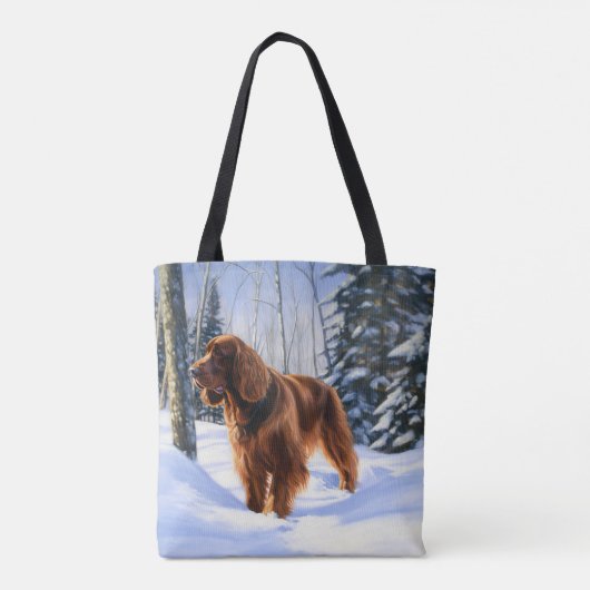 Tote Bag Irish Setter Let It Neige Christmas (Dos)