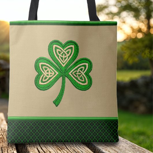 Tote Bag Irish Shamrock Celtic Knots St Patrick