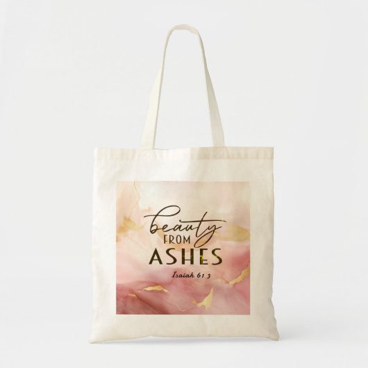 Tote Bag Isaïe 61 3 Beauté de Ashes Bible Verse Rose (Devant)