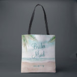 Tote Bag Island Breeze Plage Peinte Scène Bridesmaid<br><div class="desc">Island Breeze Painted Beach Scene, avec Ocean Waves, Sandy Beach et Palm Trees, avec un beau ciel bleu turquoise. Avec Des Polices De Script De Typographie Moderne. Une Plage Tropicale D'Été Ou Un Conception De Mariage De Destination - Sacs fourre-tout De Femme D'Accueil Personnalisés! ~ Regardez ma boutique pour voir...</div>