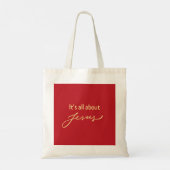 Tote Bag It’s All About Jesus – Red & Gold Minimalist (Dos)