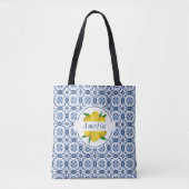 Tote Bag Italien Carrelage bleu citron mariage Favoriser (Devant)