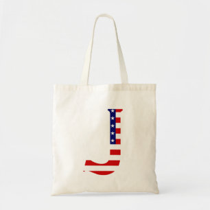 Tote Bag J Monogram superposé sur le drapeau américain btt