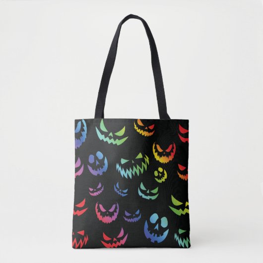 Tote Bag Jack-o'-lantern face Citrouille noir et blanc (Devant)