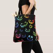 Tote Bag Jack-o'-lantern face Citrouille noir et blanc (De près)